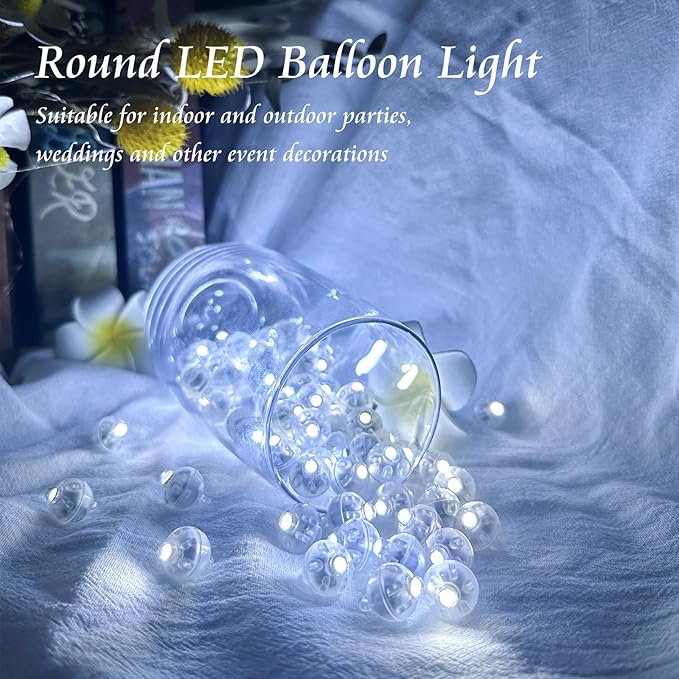 200pcs Balloon Lights Warm White&Cool White Mini Led Lights Round Long Standby Time Multicolor Ball Lamps Paper Lantern Balloon Liamps for Birthday Party Christmas Halloween Decoration