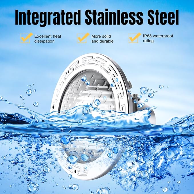 120V 10-Inch Waterproof Pool Light for Inground Pools – IP68 Rated, Includes 2 x 500W Incandescent Bulbs, 50ft Cord, Direct Replacement for Pentair Amerlite & Hayward AstroLite, Fits 10'' Pool Niche