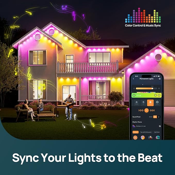 Linkind Permanent Outdoor Lights HP5,Smart AI RGBTW 150ft Christmas Lights, 85 Scenes Modes for Daily Holiday Christmas Decorations,IP67 Waterproof, Works with Alexa,Google Assistant