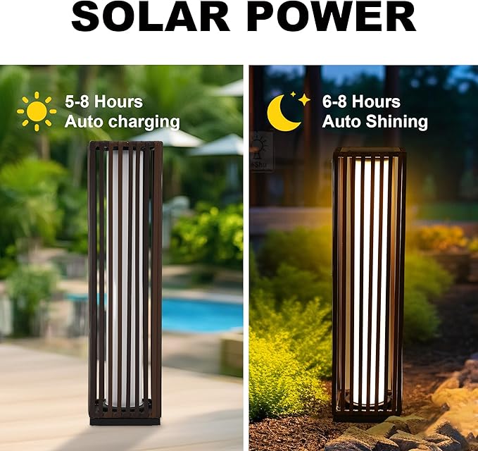GREEN MORE Rattan Solar Patio Lights,50 Lumen Auto-On/Off Outdoor Floor Solar Lamp, IP65 Waterproof with 8H Runtime for Garden Pathways & Landscape Lighting,Brown
