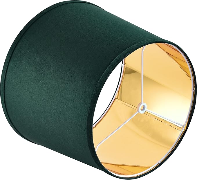 Medium Green Fabric Lamp Shade 1 Pack, 11"Top x 13"Bottom x 10"High(Spider) Inch Modern Farmhouse Lamp Shades for Table Lamps, Floor Replacement ，Required Assembly/Hardback,By GO&SO