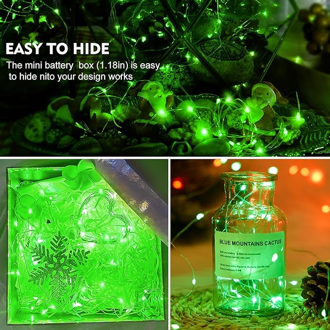 AIKEI 6 Pack LED Fairy Lights Battery Operated, Mini String Lights Waterproof 7ft 20 Led Firefly Starry Lights for Wedding Party Bedroom Garden Christmas Decoration Green