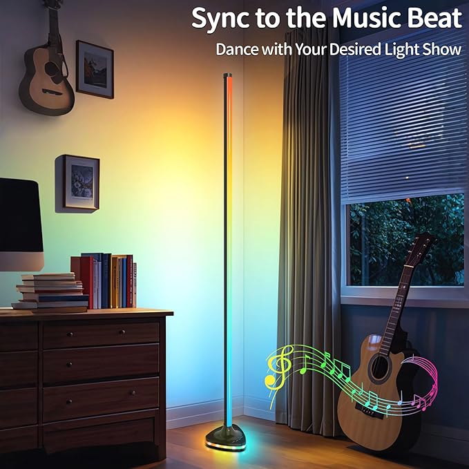 Corner Floor Lamp,Smart RGB LED corner Floor Lamps with Luminous Base,21W 1800LM Super Bright Floor lamp with APP&Remote,LED corners lamp with Music Sync&16Million Colo,Ambient Lighting-Black