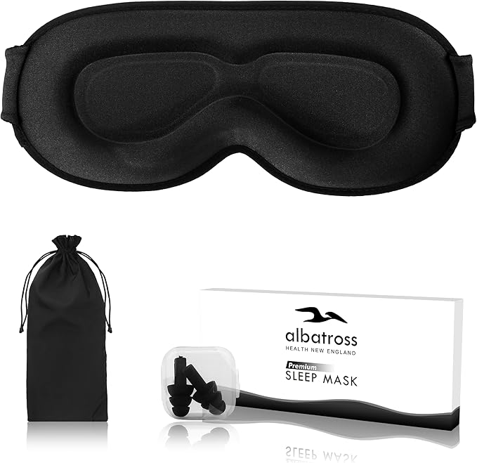 Sleep Eye Mask for Men Women, Lash Extensions 3D Contoured Cup Sleeping Mask, Travel Blackout Night Blindfold Eye Shade Cover with Adjustable Strap (Black-Side Sleeper)