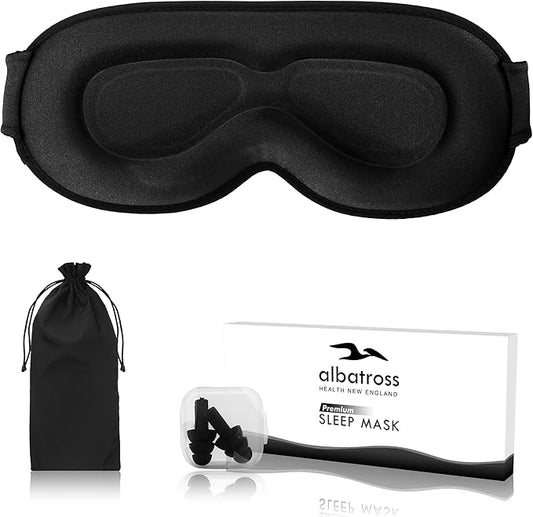 Sleep Eye Mask for Men Women, Lash Extensions 3D Contoured Cup Sleeping Mask, Travel Blackout Night Blindfold Eye Shade Cover with Adjustable Strap (Black-Side Sleeper)