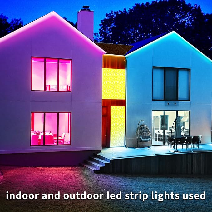 400ft Outdoor LED Strip Lights,IP68 Outside Led Light Strips Waterproof with APP/Remote Control,Music Sync RGB Exterior Led Rope Lights for Bedroom Garden Staircase Parties（2 Rolls of 200ft）