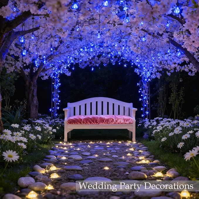 100 LED Light Up Flowers String Lights for Bedroom Romantic Decor, Plug in Fairy Cherry Blossom Tree Wall Hanging Indoor DIY Decorations for Christmas Easter Valentines Day Proposal Birthday