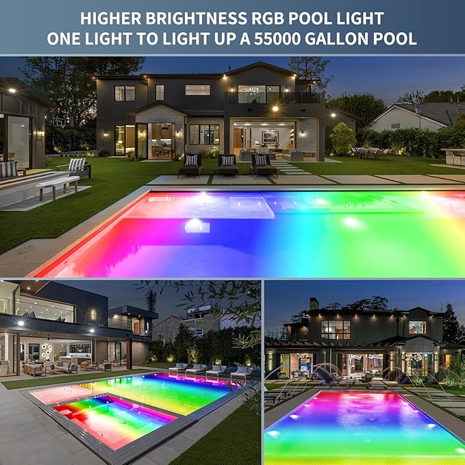 CEDIO 90W Pool Lights for Inground Pool, 120V Led Pool Light Bulb for Inground Pool, RGB Color Pool Lights with Remote Control, E26/E27 Replacement for Pentair Hayward Fixture