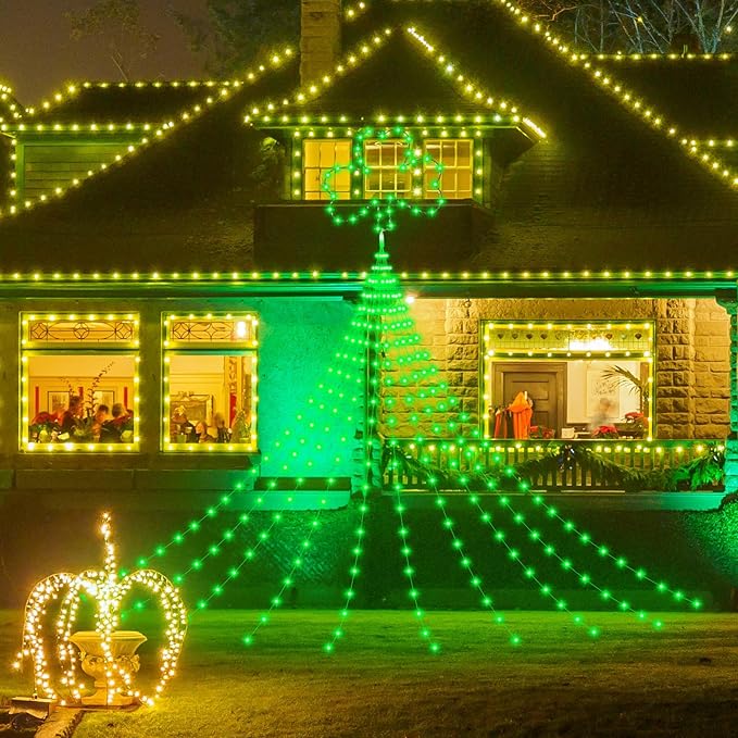 Baquler 15 ft St. Patrick's Day Decor Lights 438 LED 8 Modes Plug in Curtain Shamrock Lights String for Home Bedroom Indoor Outdoor Party Saint Patrick's Day Decor