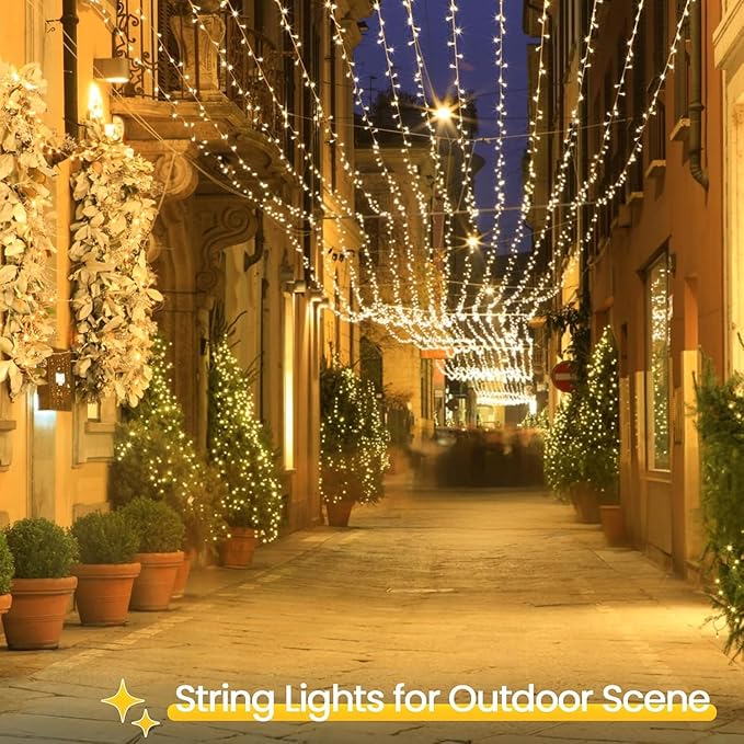 4 Pack Christmas String Lights Battery Operated with Timer, 66FT 200 LED Waterproof Twinkle Lights, 8 Modes Fairy Light for Indoor and Outdoor Bedroom Garland Tree Christmas Decorations (Warm White)