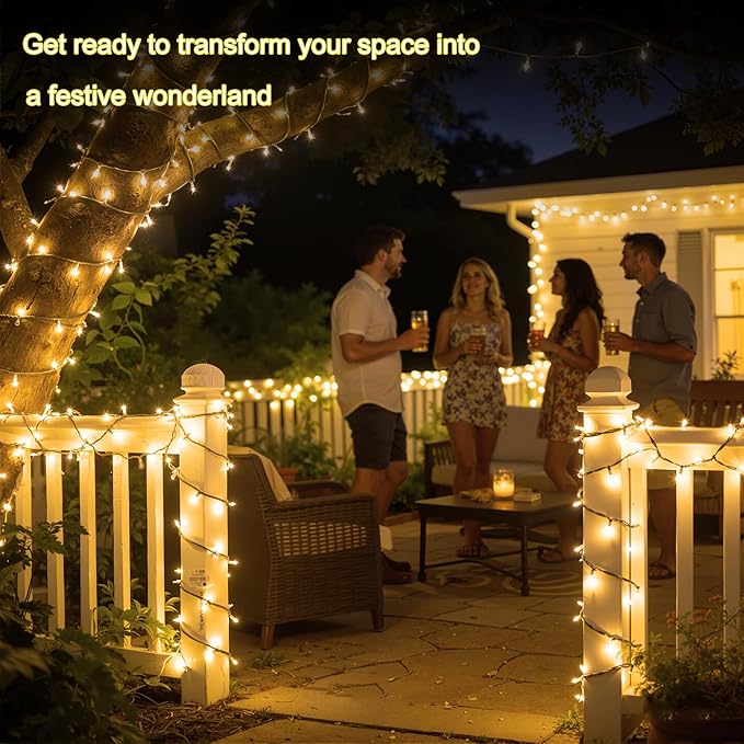 1500 LED Christmas Lights Outdoor Use, 470ft 12 Modes Warm White LED String Lights with Timer Dimmable, Waterproof Christmas Lights for Tree Xmas Patio Yard Fence Balcony Garden Decorations