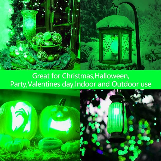 Bitrue LED Flame Light Bulbs, 4 Modes Green Flame Effect Bulbs, E26 Base Fire Light Bulb with Gravity Sensor, Flickering Light Bulbs for Halloween Home Decor(Green 2 Pack)