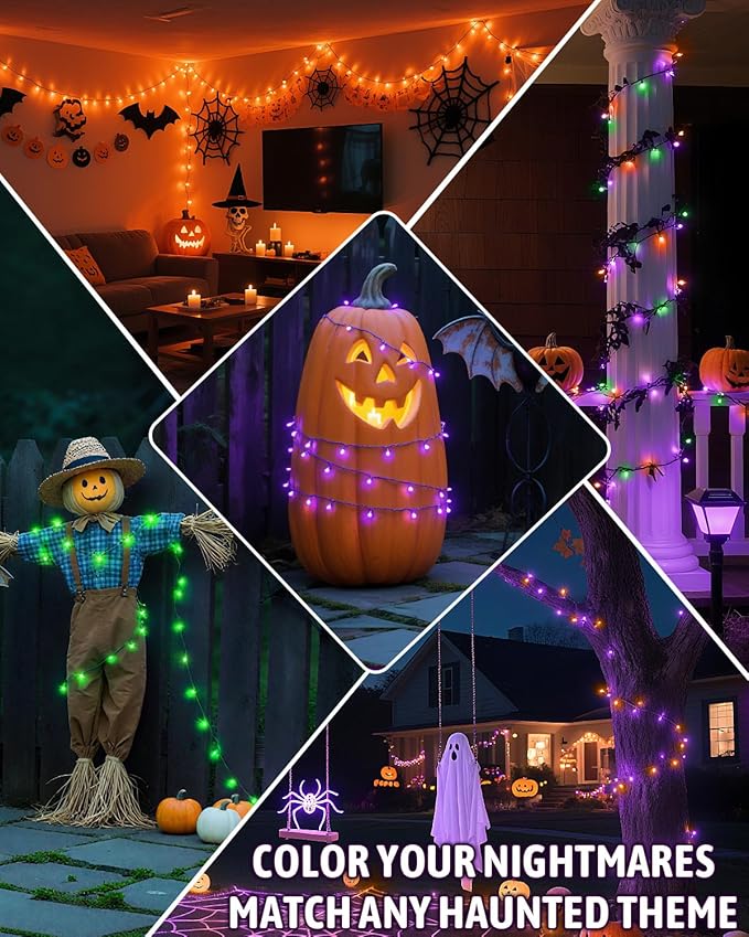 Halloween String Lights Battery Operated, Orange Fariy Lights with Timer Waterproof 9.8ft 30 LED Halloween Decorations for Outdoor Indoor Patio Party Garden Yard Decor