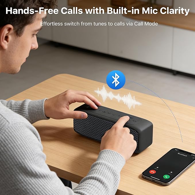 Bluetooth Speaker,20W Stereo Sound,Wireless Speaker with Bluetooth 6.0,24H Playtime,IP68 Waterproof Shower Speaker,TWS Pairing, Support TF Card,AUX 3.5mm Input,Speaker for Home,Outdoor,Travel