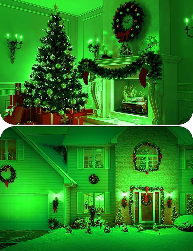 Green Light Bulb【 4 Pack】, 9W (60W Equivalent) A19 Green Light Bulbs, E26 Base Non-Dimmable,720LM 120V Porch Light, LED Colored Light Bulbs for Christmas Decor Party Holiday Lighting