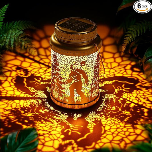 Cooo 6 Pack Valentines Day Gifts for Him Her Solar Lanterns Outdoor Waterproof Bigfoot Sasquatch Solar Pathway Lights Landscape Path for Women Mom Grandma Outdoor Table Lamps Garden Yard Decor-Gold