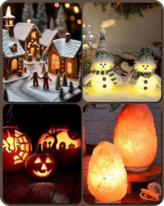 Christmas Village Lights, Decoration String Lights 21Ft with 12 C7 LED Bulbs, Warm White, with Socket and Switch, for Christmas Snow House, Pumpkin Crafts, Holiday Decoration W02VL05