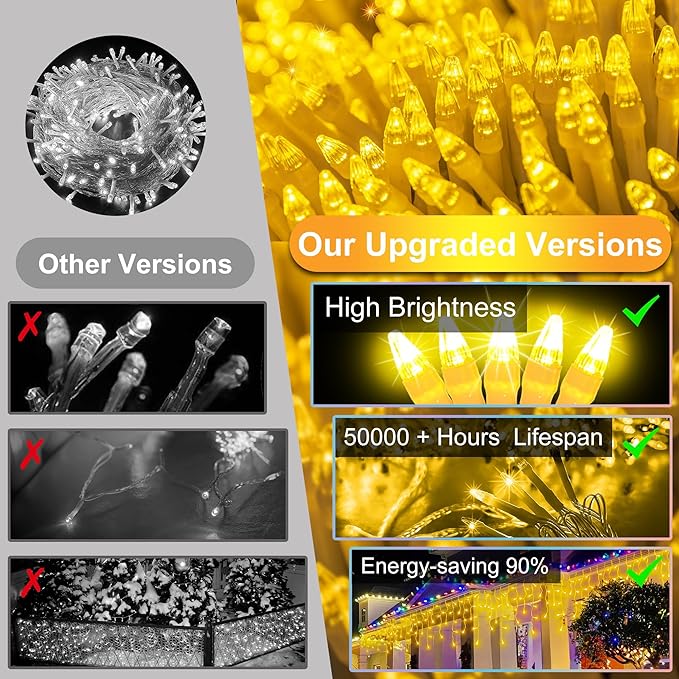 1620 LED 164ft Outdoor Christmas Lights, 12 Modes Dimmable Curtain String Lights with 360 Drops, Waterproof Twinkle Fairy Lights with Timer for Bedroom Window Holiday Wedding Xmas Decor, Warm White