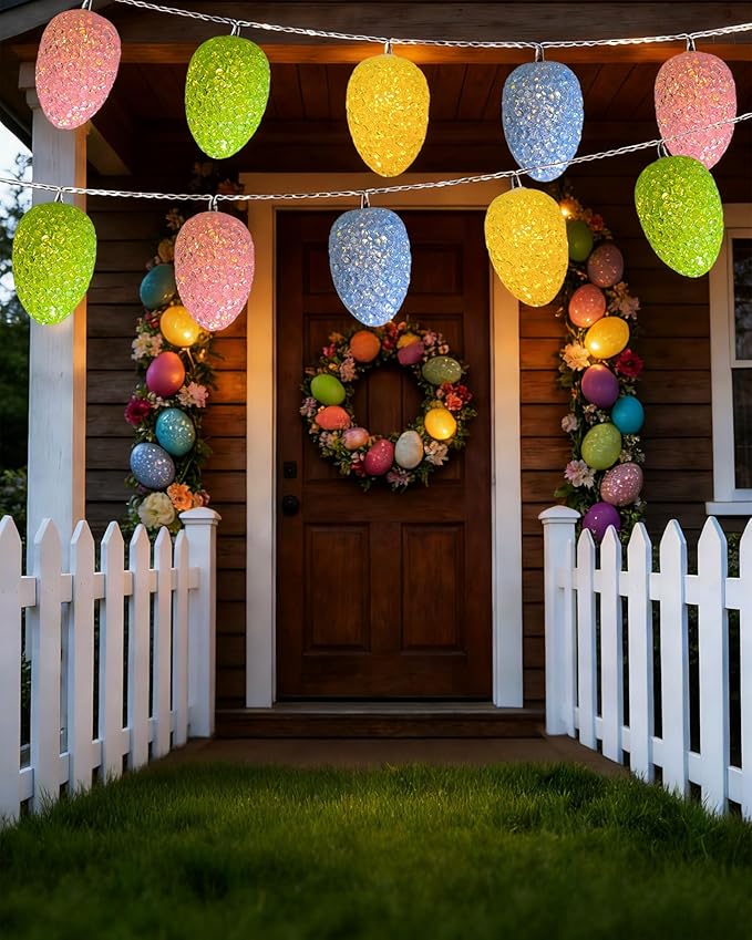 Easter Egg Lights String 6.8FT 10 LED Pastel Egg Light Shatterproof with Timer, Indoor Outdoor Easter Lights Battery Operated String Light for Home Tree Office Bedroom Patio Spring Themed Party Decor