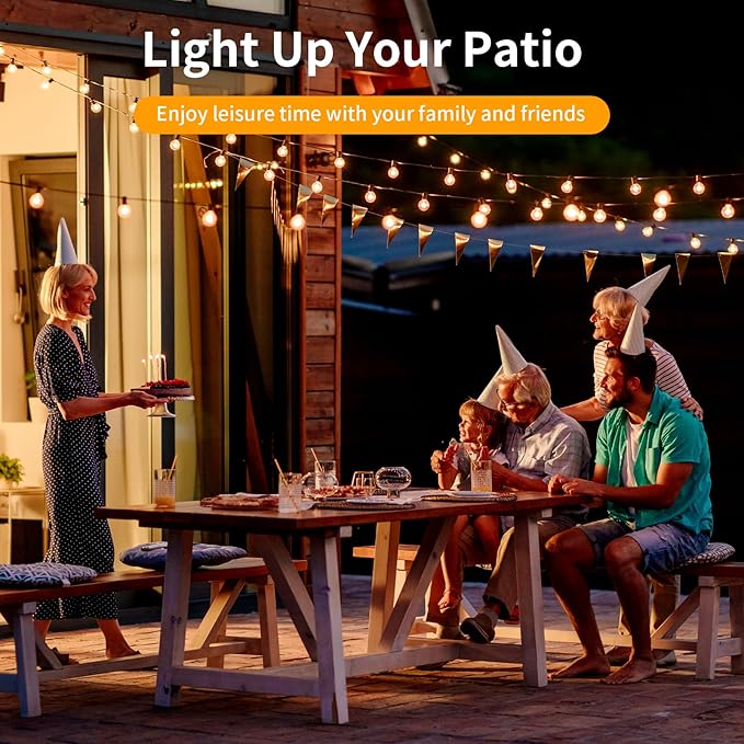 25pack G40 LED Replacement Light Bulbs E12 Screw Base Shatterproof Globe Bulbs for Outdoor String Lights 120V 0.6W Dimmable Edison Light Bulbs for Patio Decor, 2700K Warm White