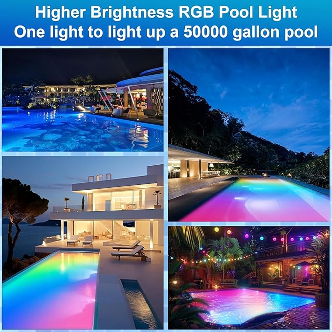 Pool Lights for Inground Pool LED Pool Light Bulb for Above Ground Swimming Pool – LED Pool Lights for Inground Pool, 120V Spa Light Bulb E26 Base, Multi-Color & Adjustable Brightness – Blue