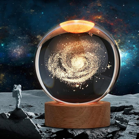Large 3D Galaxy Crystal Ball Night Light, Crystal Lamp 16 Color Changing with Remote Control for Bedroom Decor, Ideal Birthday Gift for Teens Boys and Girls, Galaxy Model