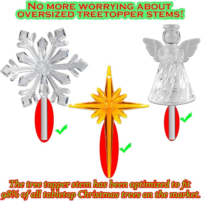 110Pcs in 10 Colors Ceramic Christmas Tree Replacement Bulbs - Plastic Lights Pegs, Included Angel Topper＆Snowflake Top＆Cross Stars.