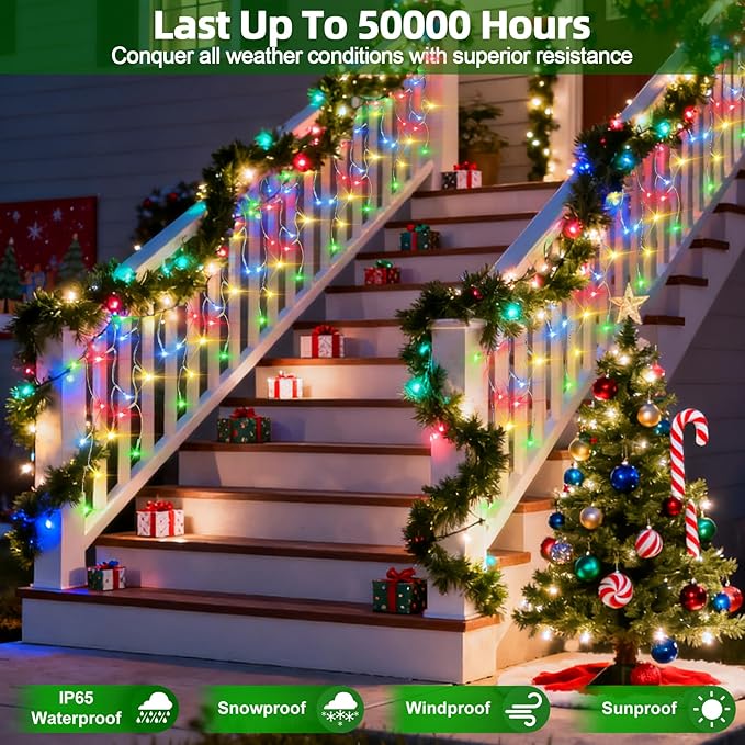 670 LED Christmas Lights with 148Drops, 66ft 12 Modes Hanging ice String Lights with Timer & Dimmable & Waterproof, Plug-in Fairy Lights for Indoor Outdoor Holiday Wedding Party Decorations Multicolor