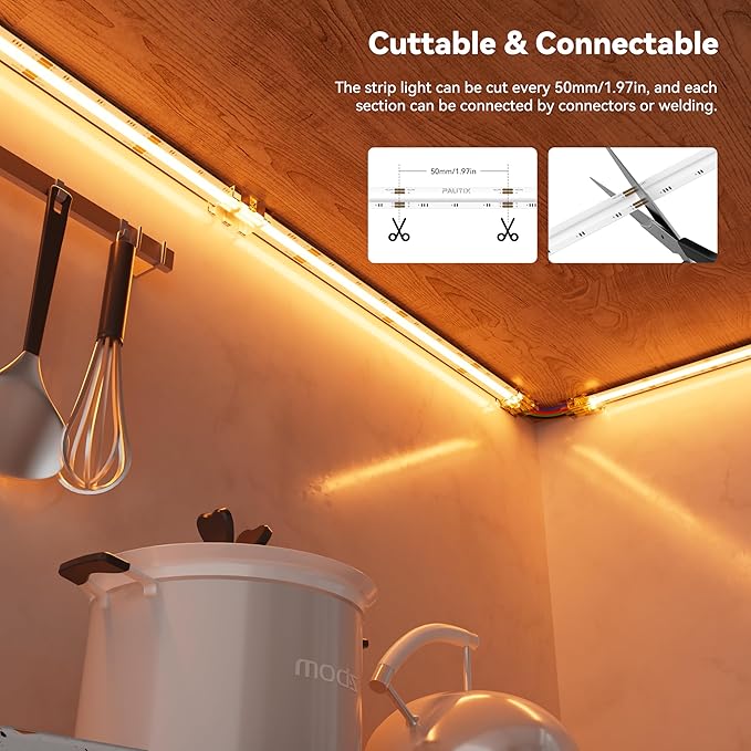 PAUTIX RGB COB LED Strip Light 24ft/7.5m,UL Listed 24V Color Changing Light Strips with 6300LEDs Multicolor Flexible Tape Lights for TV,Room,Bedroom,Party DIY Decoration(Power Supply Not Included)