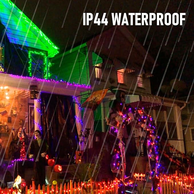 TW SHINE Battery Operated Halloween Lights Outdoor, 50 LED 16FT Orange and Purple String Lights, Waterproof Mini String Lights with 8 Modes, Halloween Decorations for Indoor Patio Party Decor
