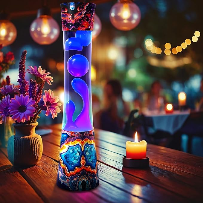 JAMBO 15.5" Amber Crystal Motion Light, Beautiful Home Decor Lamp, Living Room Bedroom Lamp, Relaxing Liquid Motion Lamp, Night Light Nightlight for Teens, Kids & Adults, Mood Light