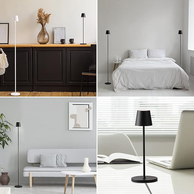 O’Bright Sandy- Cordless LED Floor Lamp for Outdoor/Indoor, Rechargeable, Water Resistant, Dimmable, Carry Light, Adjustable Height Stand Lamp for Patio, Living Room, Bedside, Table Night Lamp, White