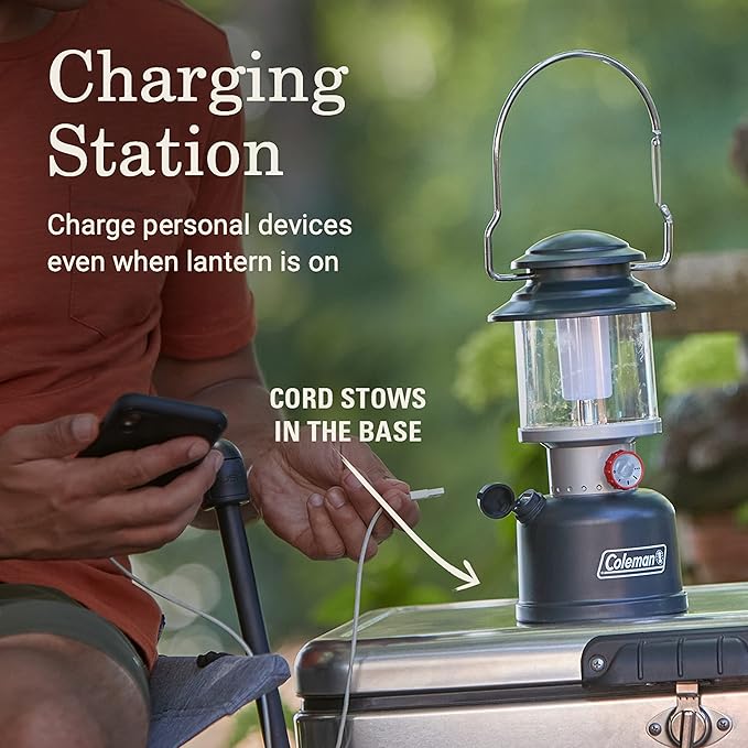 Coleman Classic Rechargeable 800L LED Lantern, Impact & Water-Resistant Lantern with Carabiner Handle & Charging Ports, Great for Camping, Power Outage, Emergencies, & More