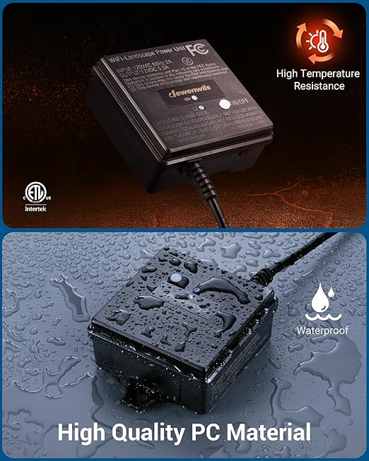 DEWENWILS 60W WiFi Low Voltage Transformer, 120V AC to 12V DC, Smart Outdoor Low Voltage Landscape Transformer with Timer, Work with Alexa & Google Home, Weatherproof for Landscape Lights, ETL Listed