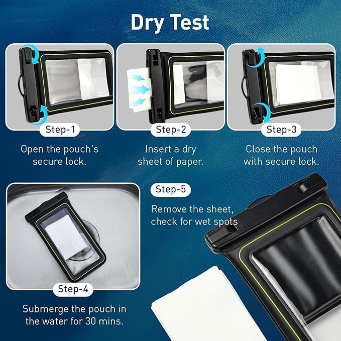 Marine IP68 Waterproof Phone Pouch, Floating Waterproof Phone Case with iPhone 17/16/15 Pro Max/ 14 Pro Max/ 13 Pro Max/ 12/ S24 Up to 7 inch, 2 Pack Black/Hi-Vis Yellow