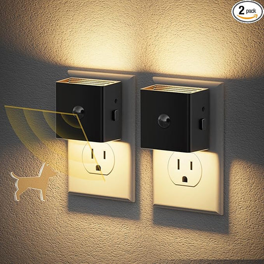 JandCase Motion Sensor Night Light, Night Lights Plug into Wall with Adjustable Brightness, Motion Activated Night Light, 3000K Warm White, for Kids Bathroom Hallway Kitchen Bedroom