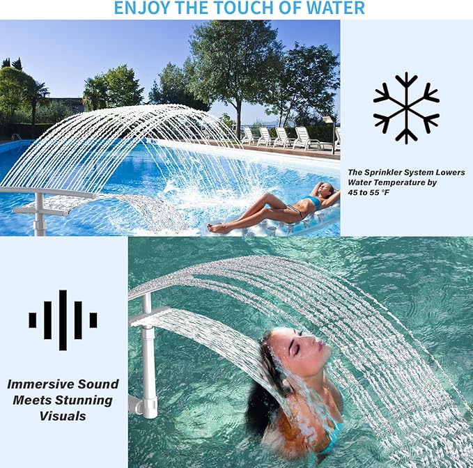 Pool Fountain for Above and Inground Pools, Dual-Layer Spray Pool Waterfall Sprinkler Chiller Aerator, Water Fountain Swimming Pool Accessories (for in-tex & Best-Way & Hay-Ward & Cole-Man)