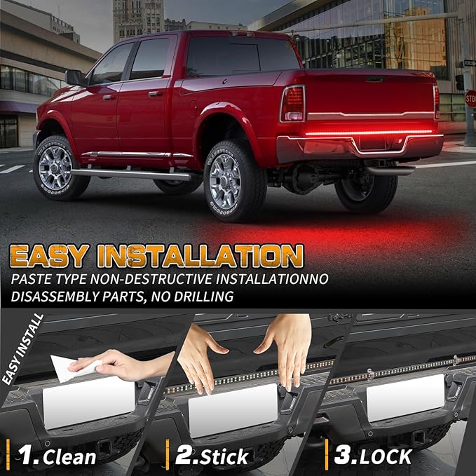 XRIDONSEN 60 inch Red Truck Emergency Lights Strip 360 LED Tailgate/Rear Window Light Bar Firefighter Lights Flashing Warning Hazard Safety First Responder Lights for Vehicles Fire Trucks Pickup POV