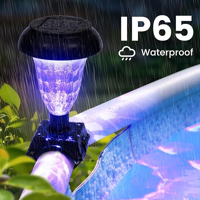 Solar Pool Lights for Framed Above Ground Pools, Waterproof Lights at Night Backyard Pool Accessories, RGB Color Light for Frame Swimming Pools, 6 Pack