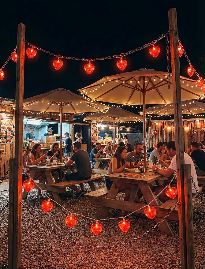 8.5Ft Red Heart Fairy String Lights, Valentine's Day Decor Lights with 10 Red 3D Heart Lights, Connectable Valentine's Day Love Heart Light for Indoor Outdoor Home Wedding Anniversary Party Decoration