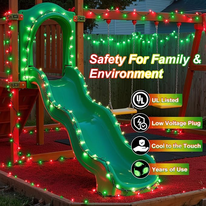 750 LED 240FT Christmas String Lights Outdoor, 12 Pro Modes and Timer Memory & Brightness, Plug in Outdoor Waterproof Clear Wire Twinkle Light for for Xmas Yard Tree Wedding Party Decor (Red & Green)