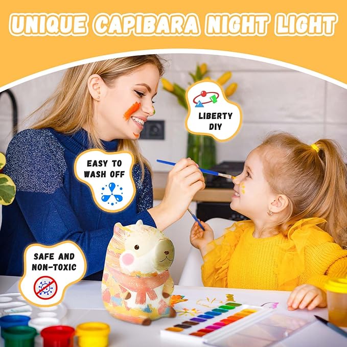 Paint Your Own Capybara Lamp Kit, Arts and Crafts for Kids Ages 8-12, DIY Capybara Night Light Girls Crafts Ages 8-12, Art Supplies Painting Kit Toys for Kids Birthday Ages 3 4 5 6 7 8 9 10 11 12+