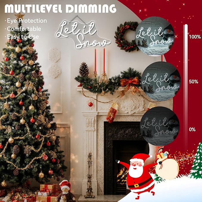 ineonlife Christmas Neon Sign Let It Snow Neon Signs for Wall Decor Led Lights for Bar Celebrate Party Room Shop Winter Window Bedroom Decoration Christmas Gifts