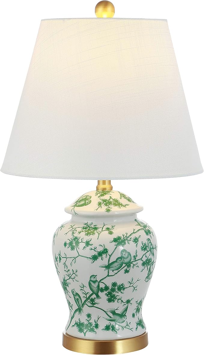 JONATHAN Y JYL3005B Penelope 22" Chinoiserie Classic LED Table Lamp Cottage Traditional Bedside Desk Nightstand for Bedroom Living Room Office College Bookcase LED Bulb Included, Green/White