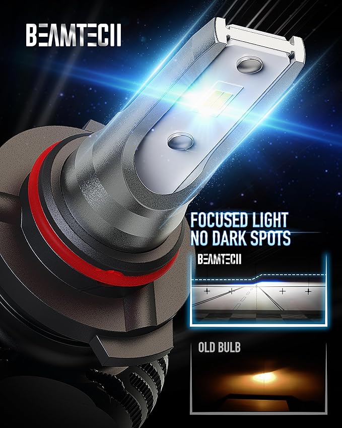 BEAMTECH 900-5 900-6 Bulbs Combo, S1 Series Fanless 300% Brighter Fog Light, 4 Bulbs