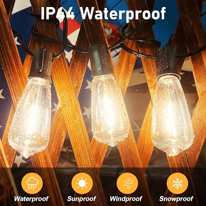 25Pack ST40 LED Replacement Light Bulbs,Vintage Edison Waterproof Shatterproof Dimmable E17 LED Bulbs for Indoor Outdoor Patio Wedding String Lights,0.6 Wat, Warm White, 2700K
