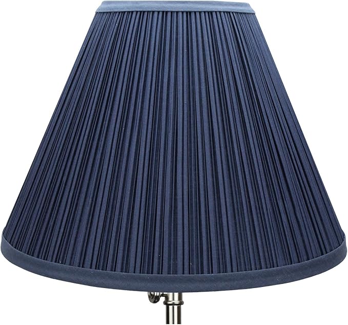FenchelShades.com Lampshade 5" Top Diameter x 12" Bottom Diameter x 9" Slant Height with Washer (Spider) Attachment for Lamps with a Harp (Pleated Navy Blue)