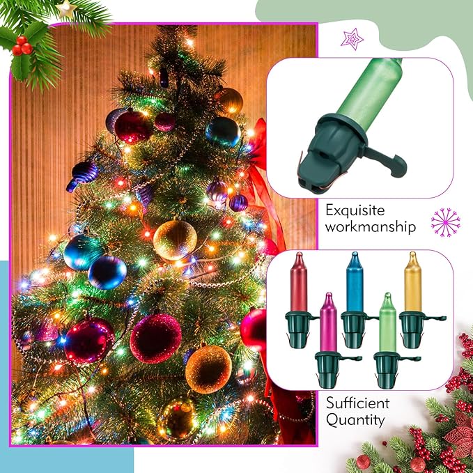 Mudder 60 Count Christmas Replacement Mini Light Bulbs with Base Christmas Tree Incandescent Wire String Lights Replacement Bulbs for Xmas Indoor Outdoor Decoration(Pastel,3.5vx0.12a)