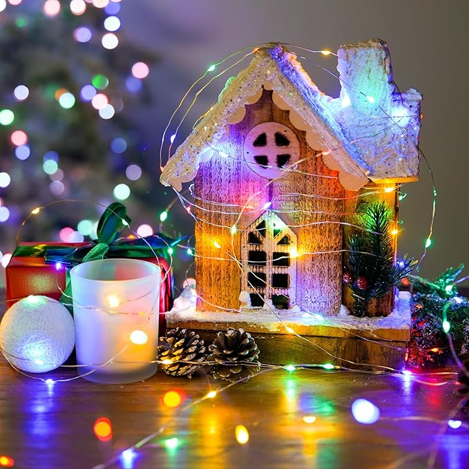 JMEXSUSS 2 Pack Multicolor Fairy Lights Battery Operated, Total 400 LED 132ft Multicolor String Lights with Remote, 8 Modes Christmas Fairy Lights for Bedroom Patio Garden Deck Christmas Decorations