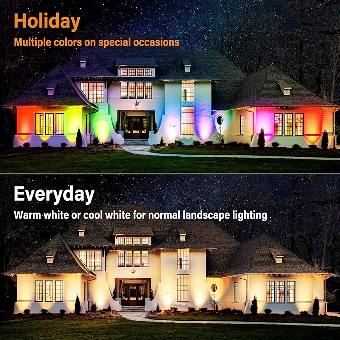 10W RGBW LED Landscape Lights Spot Lights Outdoor for Yard Garden Decor Spotlight, Landscape Lighting with 16 Color Changing and Remote IP68 Waterproof (10)